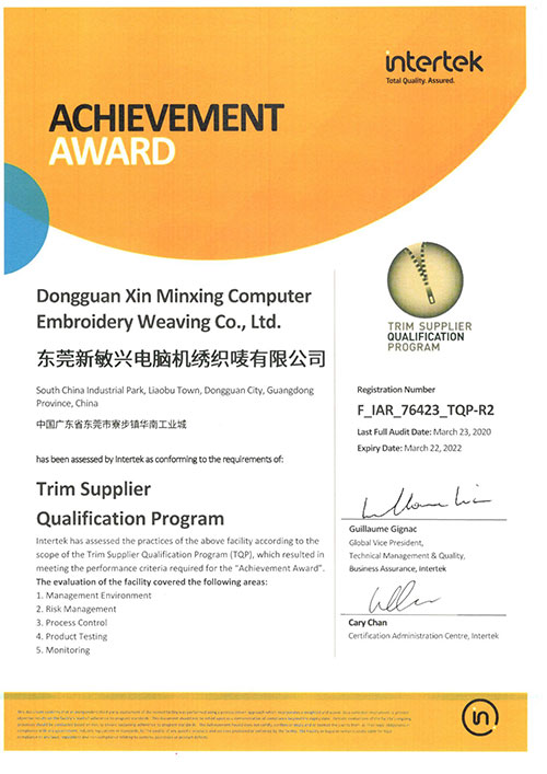  TQP certificate 2020-2022